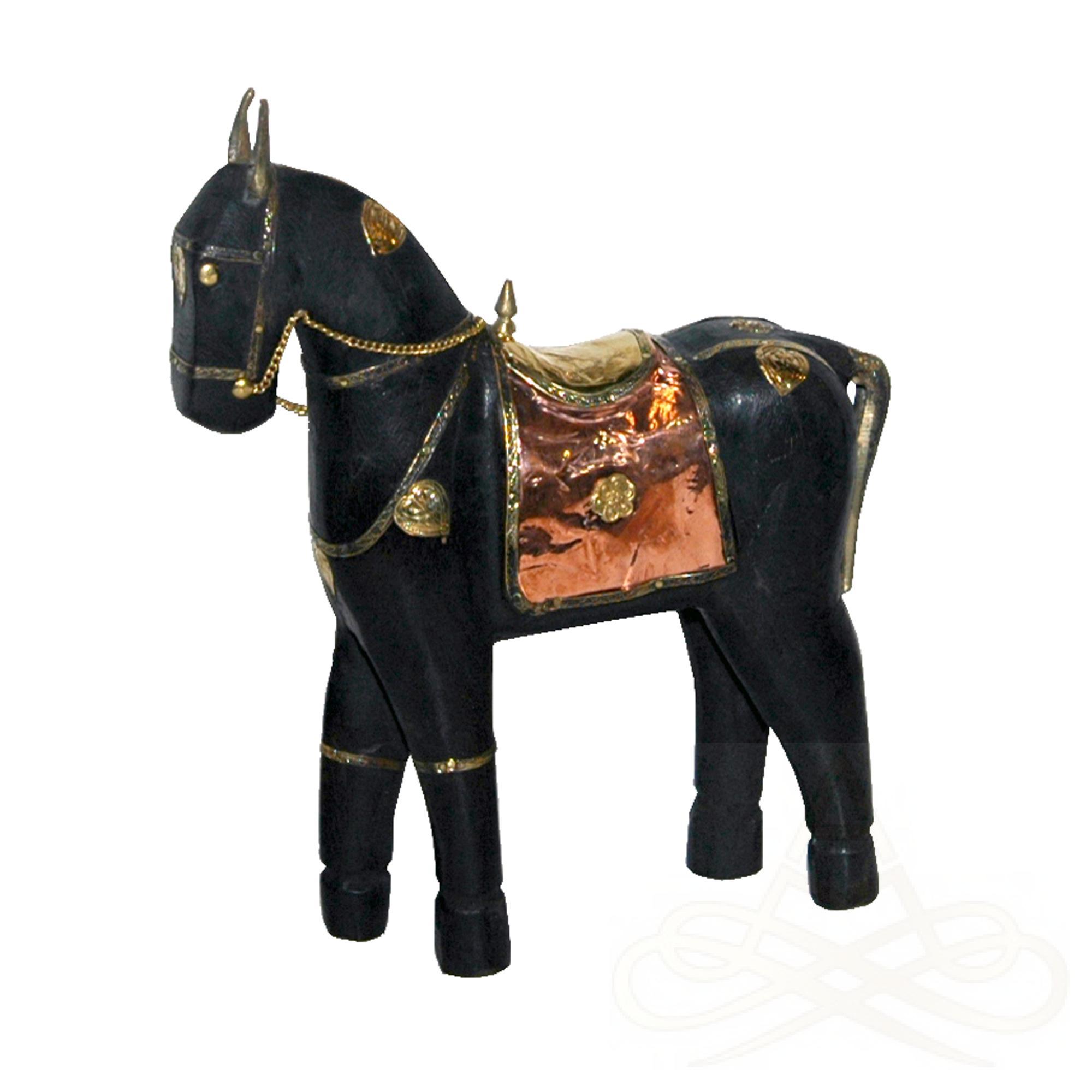 WOODEN COPPER HANDMADE HORSE 8 INCHES STANDING-10-42-AAE42 - Antique Museum